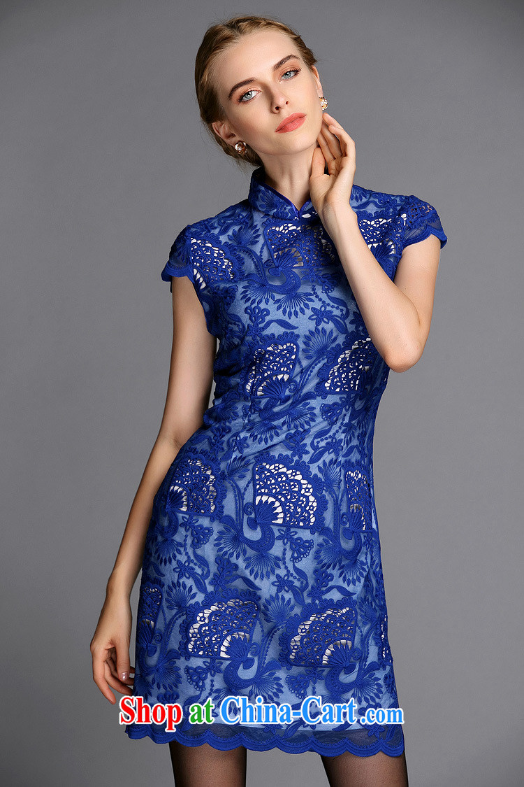 Shallow end, high-end Openwork embroidery improved stylish big beauty cheongsam dress XWG 140,301 blue XXXL pictures, price, brand platters! Elections are good character, the national distribution, so why buy now enjoy more preferential! Health