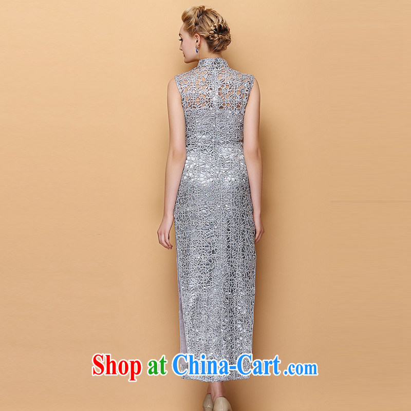 The end is very stylish and improved the collar dress Openwork, cultivating banquet long cheongsam XWG 140,301 XXXL silver, light (at the end) QM, shopping on the Internet