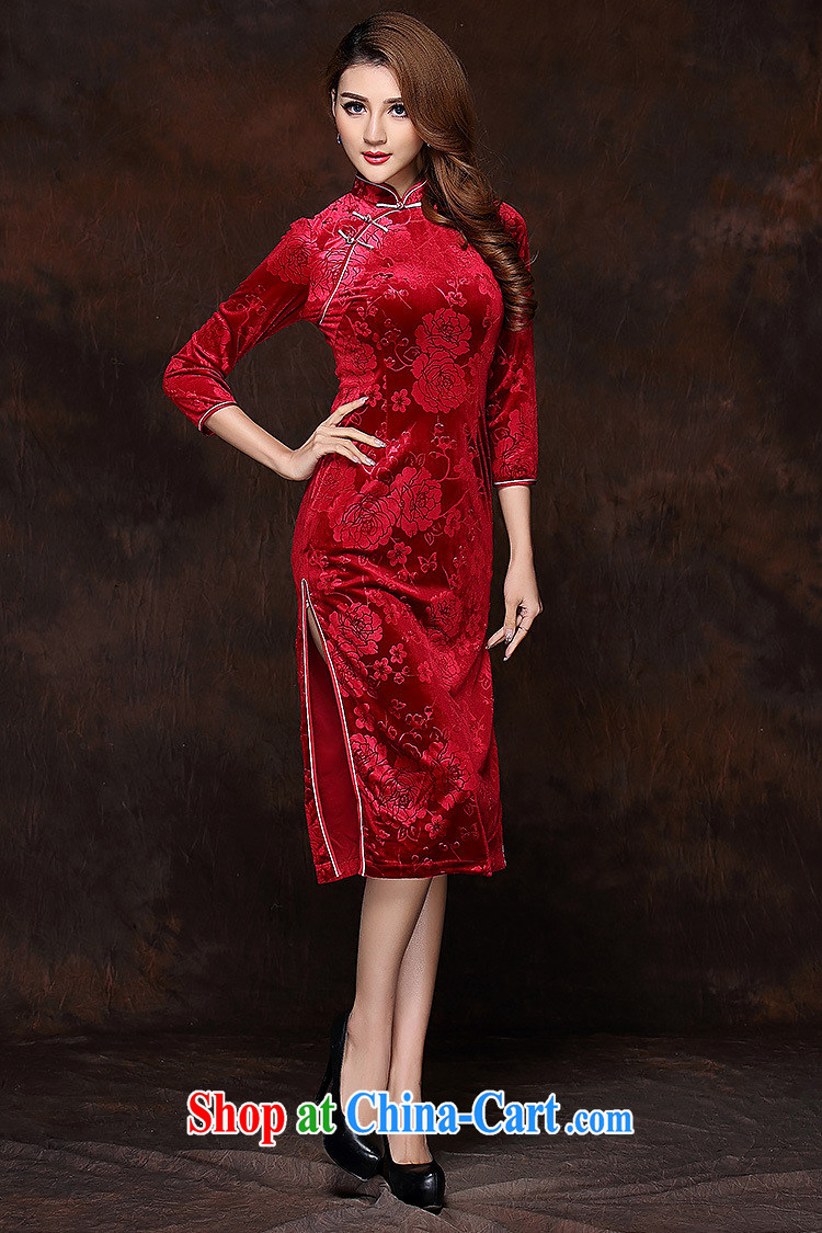 Shallow end improved Stylish retro embossed 7 cuff wool long cheongsam XWG 141,008 red XXXL pictures, price, brand platters! Elections are good character, the national distribution, so why buy now enjoy more preferential! Health