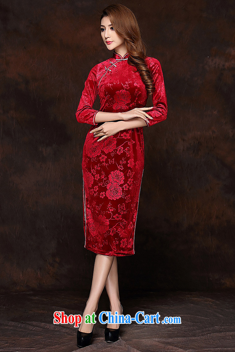 Shallow end improved Stylish retro embossed 7 cuff wool long cheongsam XWG 141,008 red XXXL pictures, price, brand platters! Elections are good character, the national distribution, so why buy now enjoy more preferential! Health