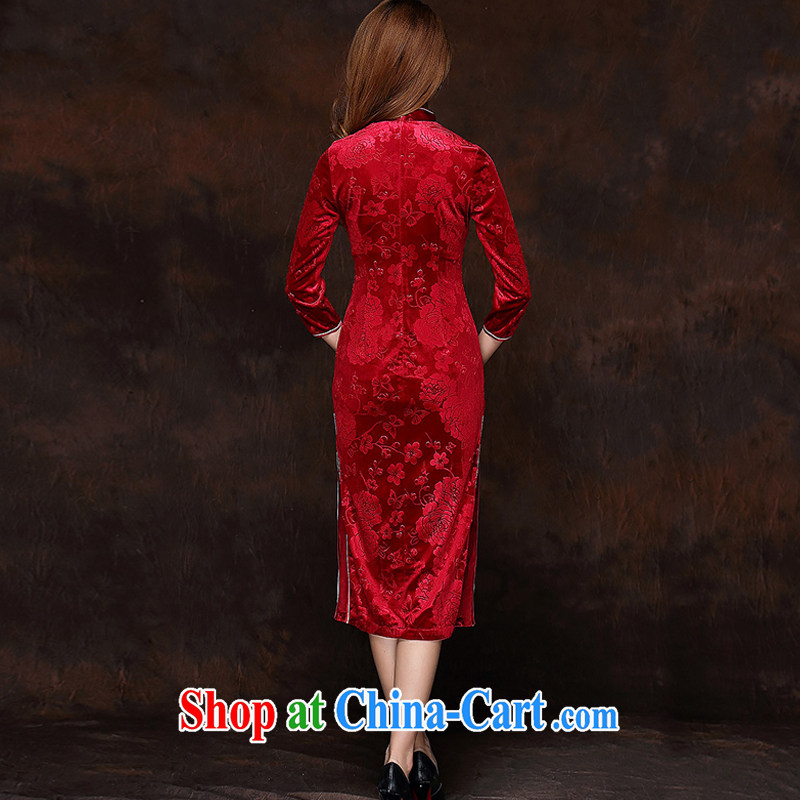 light at the improved Stylish retro embossed 7 cuff wool long cheongsam XWG 141,008 red XXXL, light (at the end) QM, shopping on the Internet