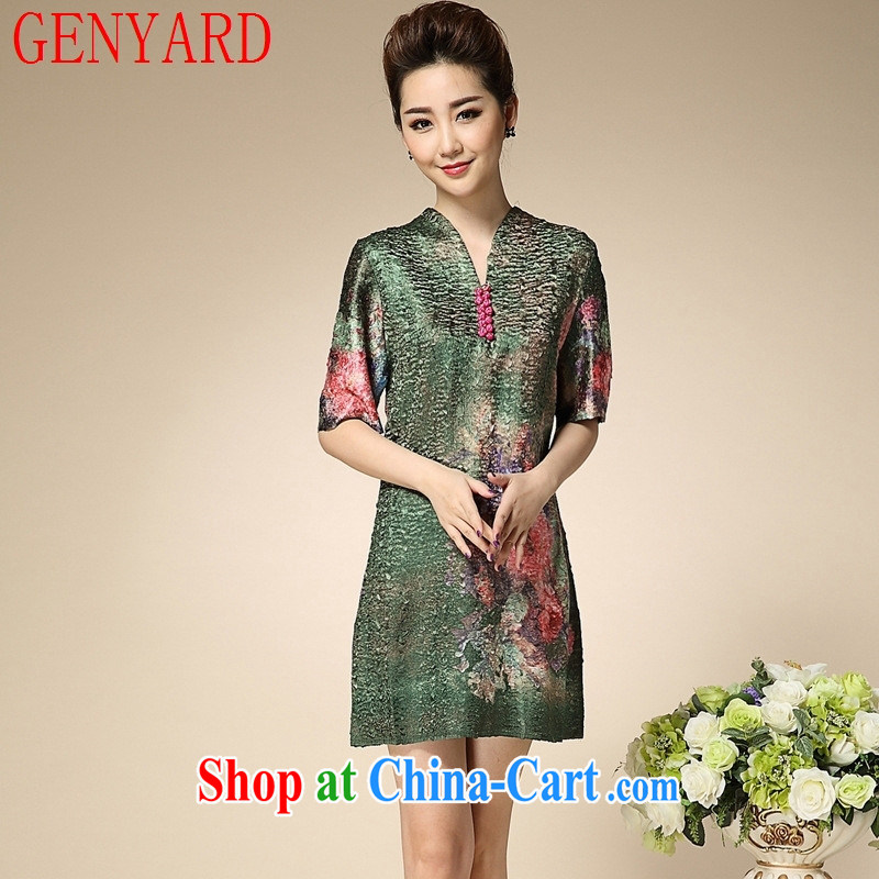 Qin Qing store 2015 pressure hem stamp middle-aged dresses spring and autumn, the mother, the female yjn 002 red XXXL, GENYARD, shopping on the Internet