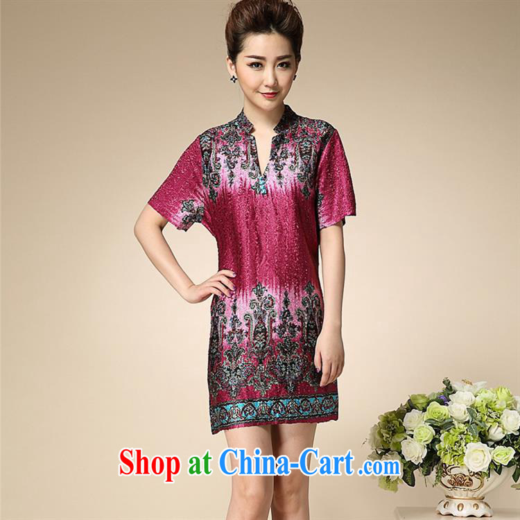 Qin Qing store spring 2015 older mom with Sauna dress stamp short-sleeved new yjn 001 apricot XXXL pictures, price, brand platters! Elections are good character, the national distribution, so why buy now enjoy more preferential! Health