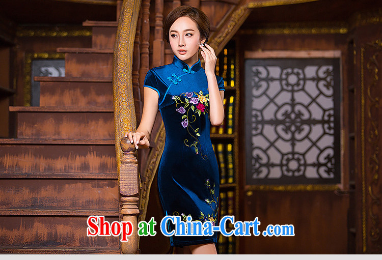 Love spell Fort Lauderdale daily dresses 2015 New Tang with retro improved stylish summer dresses short cheongsam dress dark blue XXL (98 /80 /102 pictures, price, brand platters! Elections are good character, the national distribution, so why buy now enjoy more preferential! Health