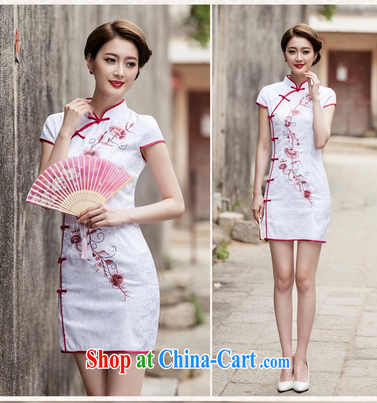 Hsueh-Chi Lin Nunnery 2015 spring and summer New Tang with retro improved stylish short, cultivating daily cheongsam dress #1124 white L pictures, price, brand platters! Elections are good character, the national distribution, so why buy now enjoy more preferential! Health