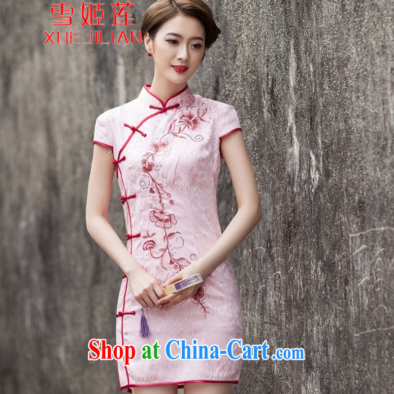 Hsueh-Chi Lin Nunnery 2015 spring and summer new Chinese Antique improved stylish short day cultivating cheongsam dress #1124 white L, Hsueh-chi Lin Nunnery (XUEJILIAN), shopping on the Internet