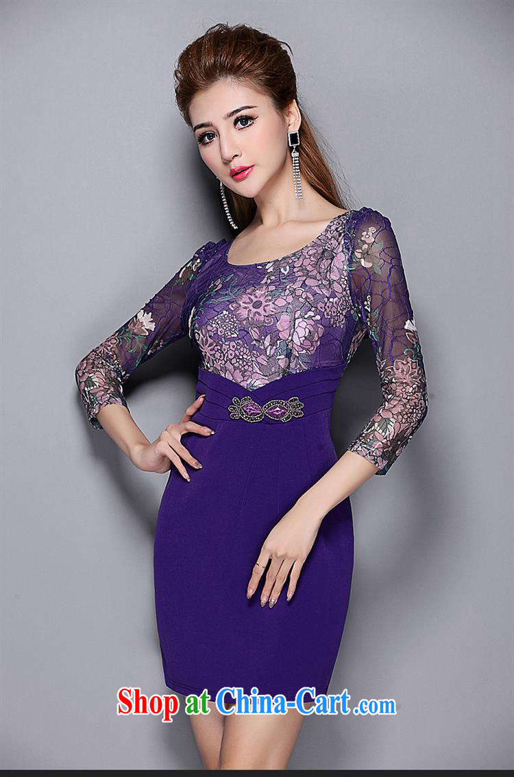 Qin Qing store 2015 spring and summer new, larger dresses MOM Women's clothes N 1573 purple XXL pictures, price, brand platters! Elections are good character, the national distribution, so why buy now enjoy more preferential! Health