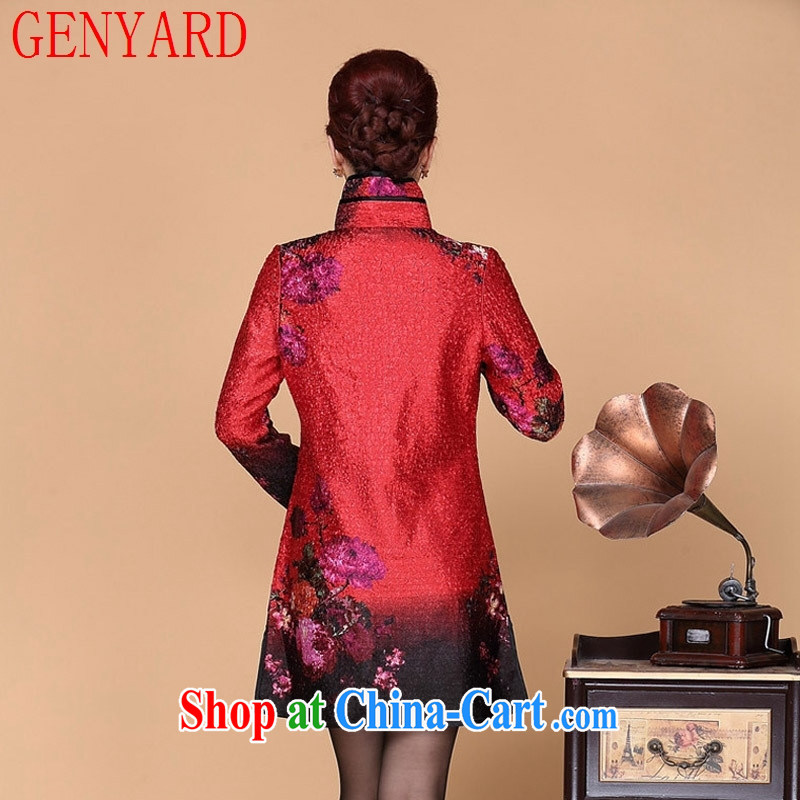 Deloitte Touche Tohmatsu store sunny spring new middle-aged and older women with long-sleeved wedding dresses mother load dress wedding mom with wrinkled dresses red 3XL, GENYARD, shopping on the Internet