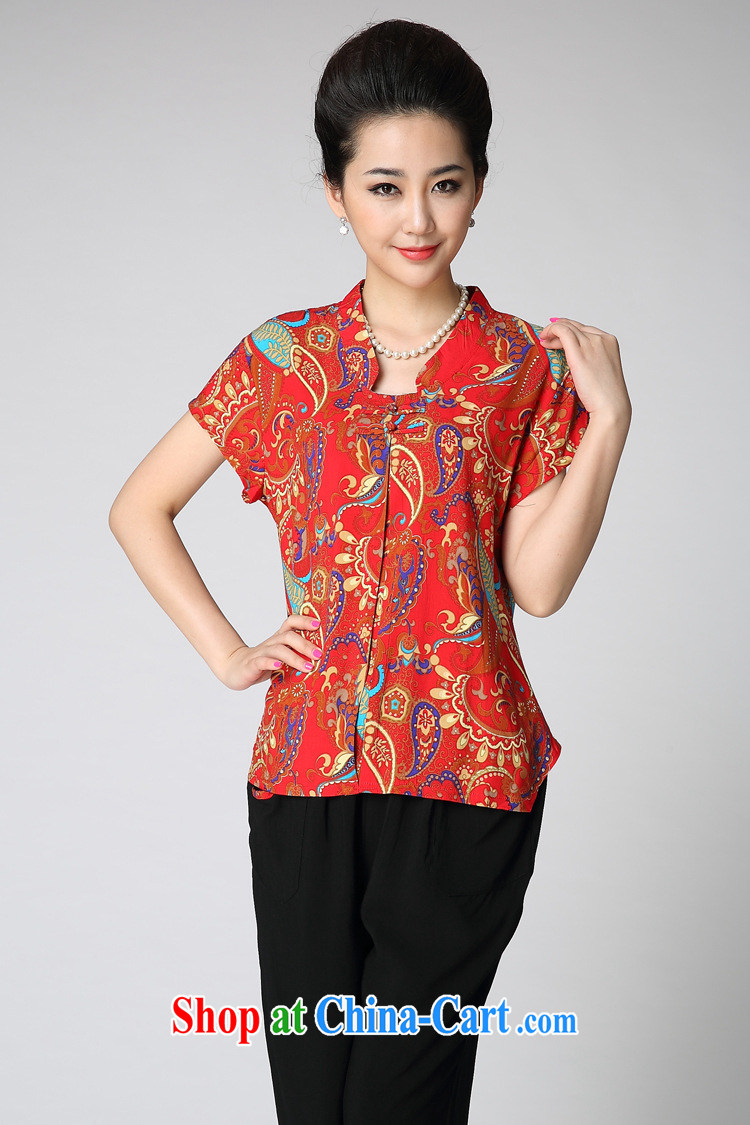 Qin Qing store mother 15 summer mother load short-sleeved shirt T ethnic wind older women Summer Package with elderly N 14,194 red 4 XL pictures, price, brand platters! Elections are good character, the national distribution, so why buy now enjoy more preferential! Health