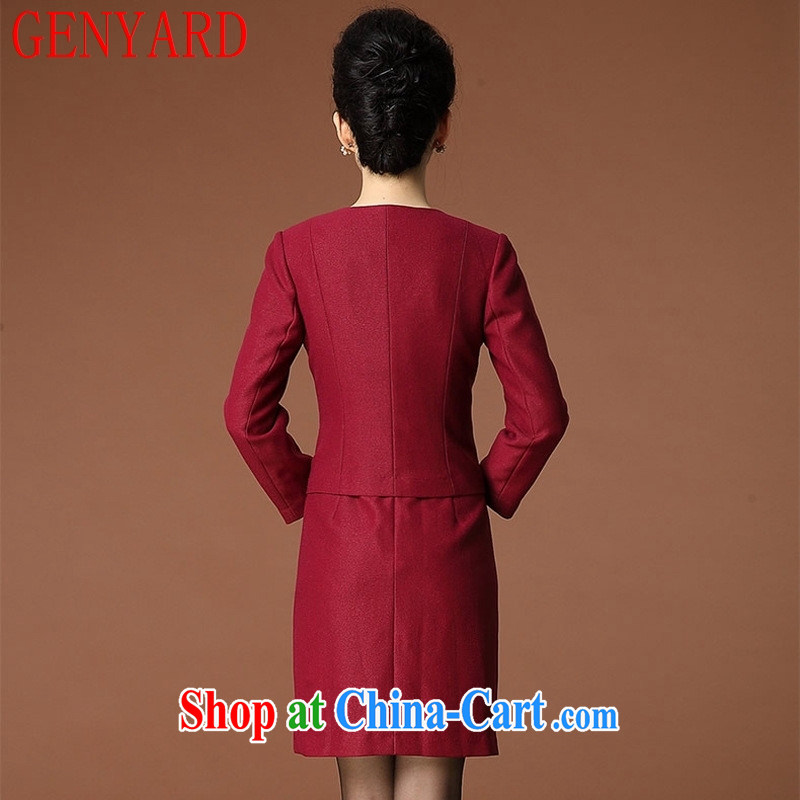 Qin Qing store dresses her mother with her mother-in-law, older dresses Spring and Autumn 40 - 50-year-old mother with wedding package wine red long-sleeved, GENYARD, shopping on the Internet