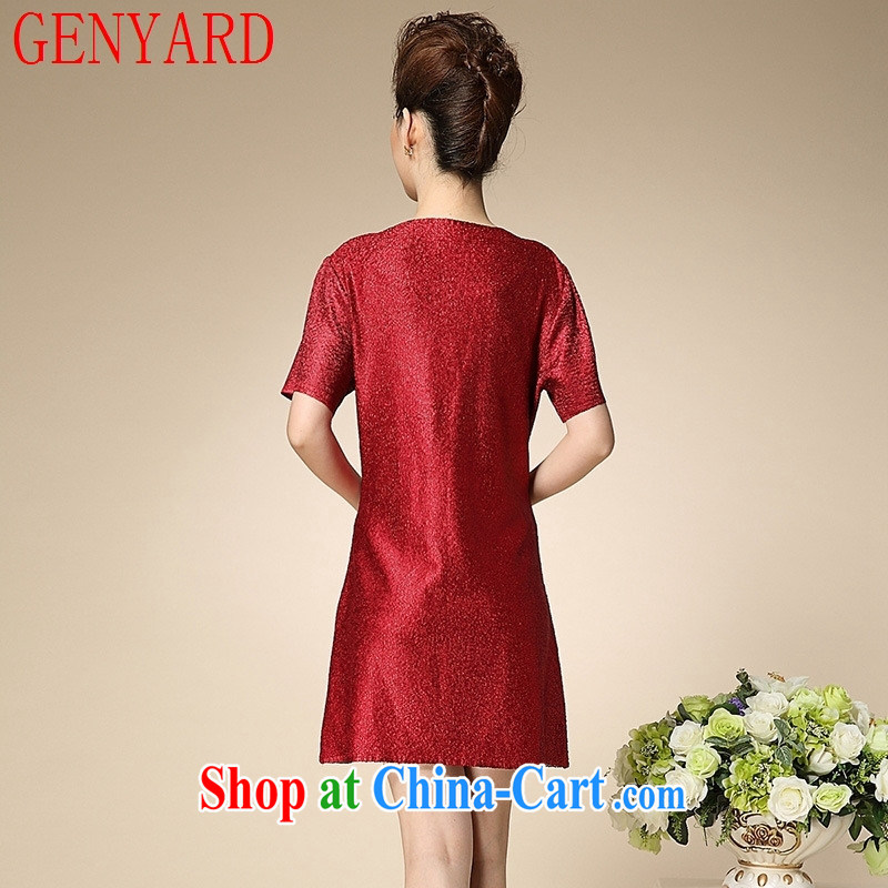 Qin Qing store silk creases stamp dresses, older and indeed increase female festive blue, GENYARD, shopping on the Internet