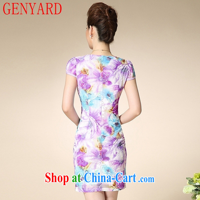 Qin Qing store 2015 summer new cheongsam dress stamp dress middle-aged mother with N 15,106 purple 3XL, GENYARD, shopping on the Internet