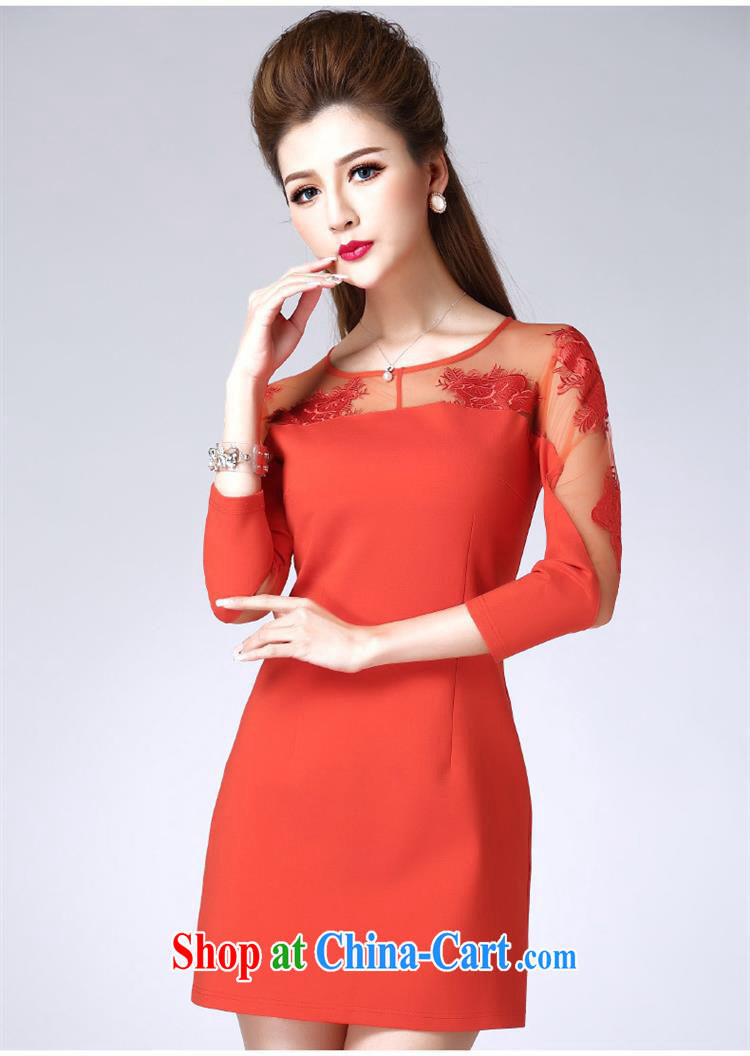Deloitte Touche Tohmatsu store sunny spring and summer new Web yarn embroidered dress middle-aged mother with a solid color dress N 1575 orange XL pictures, price, brand platters! Elections are good character, the national distribution, so why buy now enjoy more preferential! Health