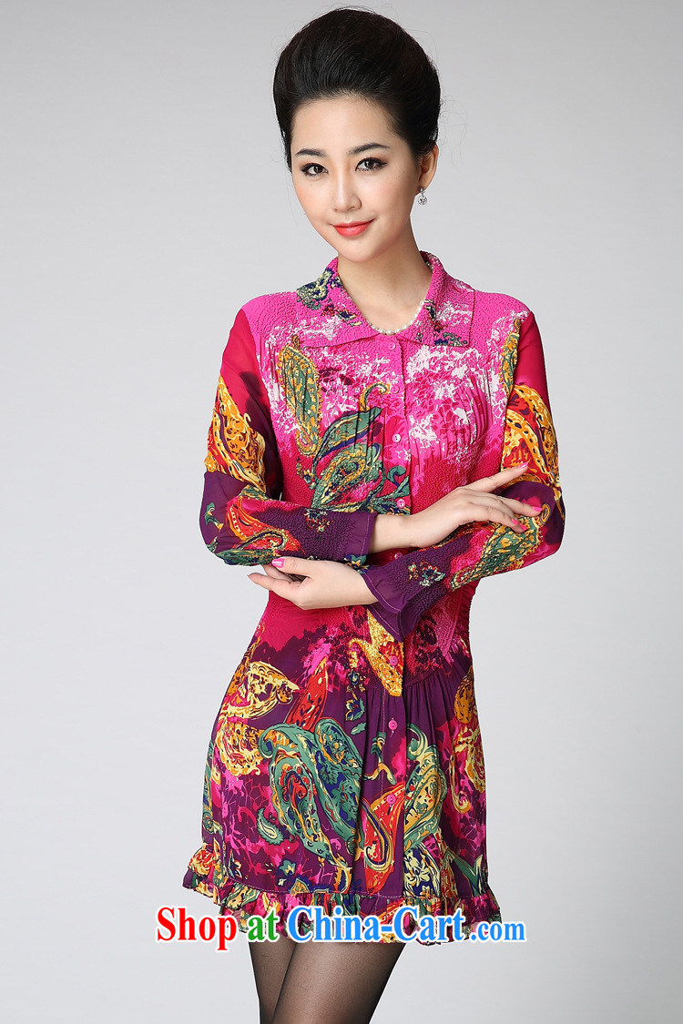Qin Qing store burglary, spring and autumn 2015 the new, older women cultivating long-sleeved silk stamp dresses N 14,211 blue XXL pictures, price, brand platters! Elections are good character, the national distribution, so why buy now enjoy more preferential! Health