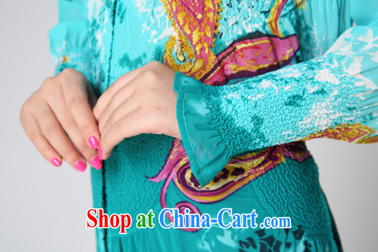 Qin Qing store burglary, spring and autumn 2015 the new, older women cultivating long-sleeved silk stamp dresses N 14,211 blue XXL pictures, price, brand platters! Elections are good character, the national distribution, so why buy now enjoy more preferential! Health
