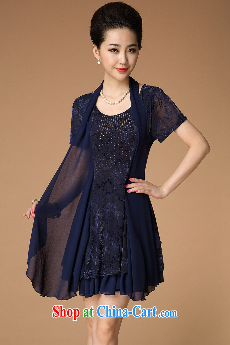 Qin Qing store new spring and summer with leave of two short-sleeved dresses mother load hot drill large, older women dress black XXXL pictures, price, brand platters! Elections are good character, the national distribution, so why buy now enjoy more preferential! Health