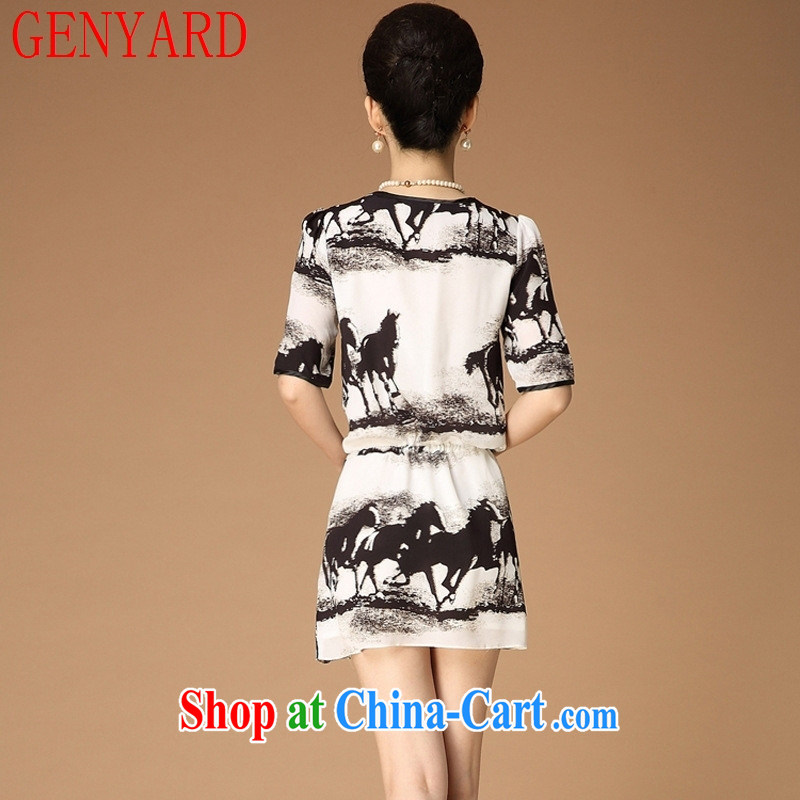 Qin Qing store women in Europe and the 2015 New American and European silk stamp duty, with a dress women in Europe and America with white XXL, GENYARD, shopping on the Internet