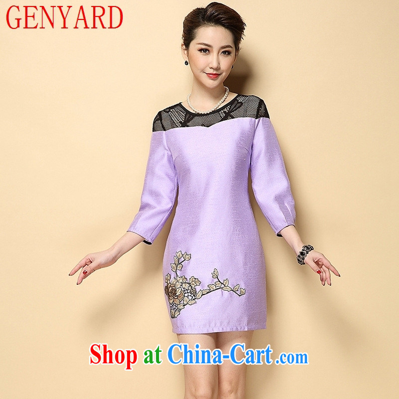 Qin Qing store 2015 spring and summer Lace Embroidery Series spelling and skirt with her mother, the girl with purple 3XL