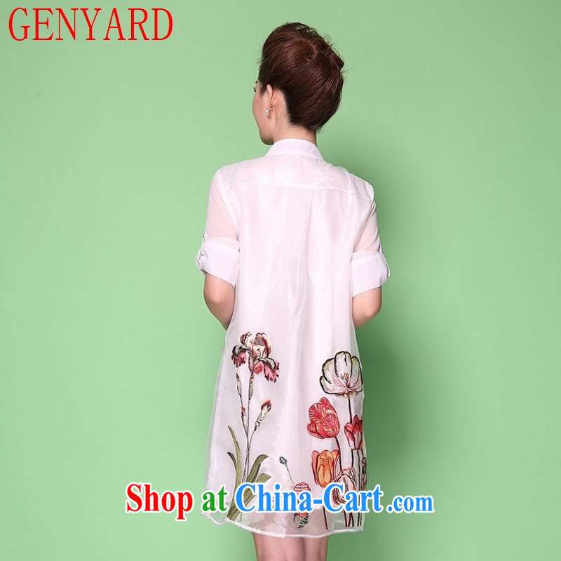 Qin Qing store 2015 spring and summer new European site retro A Field skirt Lace Embroidery European root dress girl mothers with white 3XL, GENYARD, shopping on the Internet
