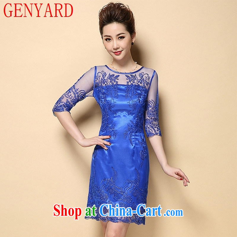 Qin Qing store 2015 spring and summer Europe boutique women's clothing embroidered Web dress bridal wedding blue XXL, GENYARD, shopping on the Internet
