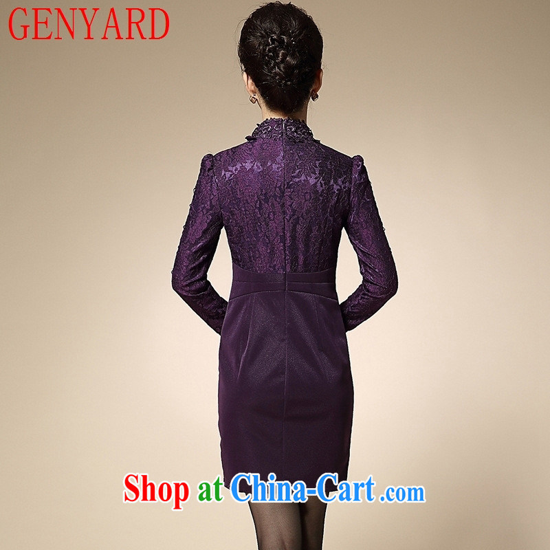 Qin Qing store 15 spring new, larger female mom is happy beauty autumn and winter clothes even purple skirt 3 XL, GENYARD, online shopping