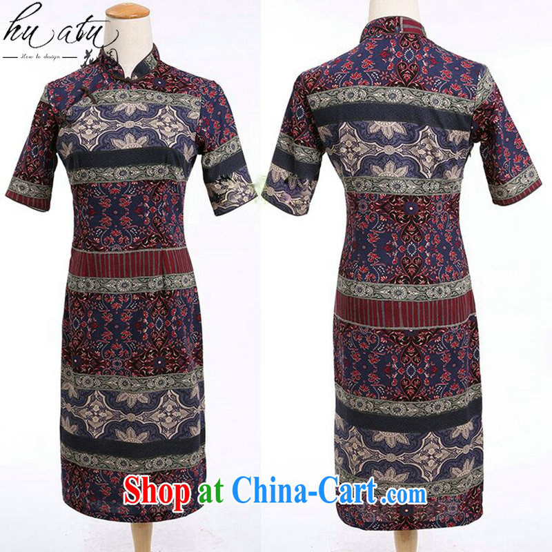 spend the summer Women's clothes, improvements in the cuff long cotton swab the manual a field for cheongsam cheongsam dress classic spell-color spell-color 2 XL, spend figure, and shopping on the Internet