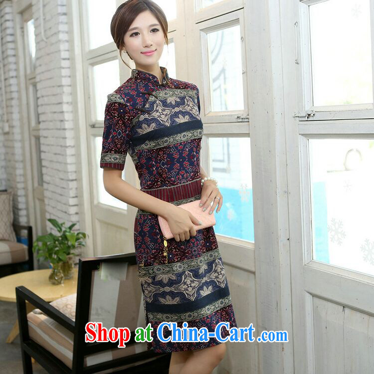 Dan smoke summer Women's clothes, improvements in the cuff long cotton swab the manual a field for cheongsam cheongsam dress classic spell color as color 2XL pictures, price, brand platters! Elections are good character, the national distribution, so why buy now enjoy more preferential! Health