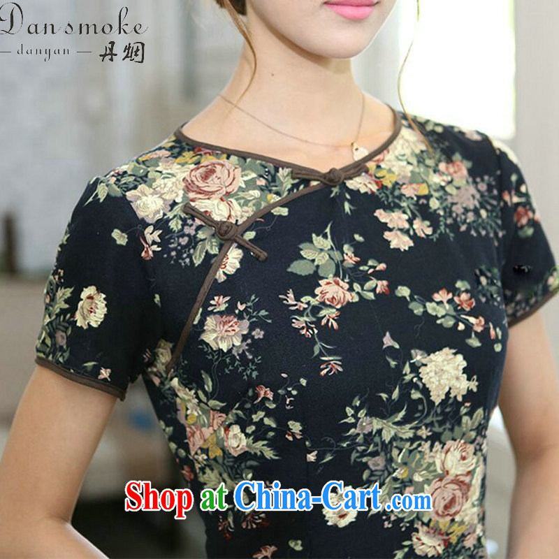 Dan smoke-free summer Women's clothes cotton robes the field for national field manual for cultivating, short-sleeved long-neck cheongsam Peony memory 2 XL, Bin Laden smoke, shopping on the Internet