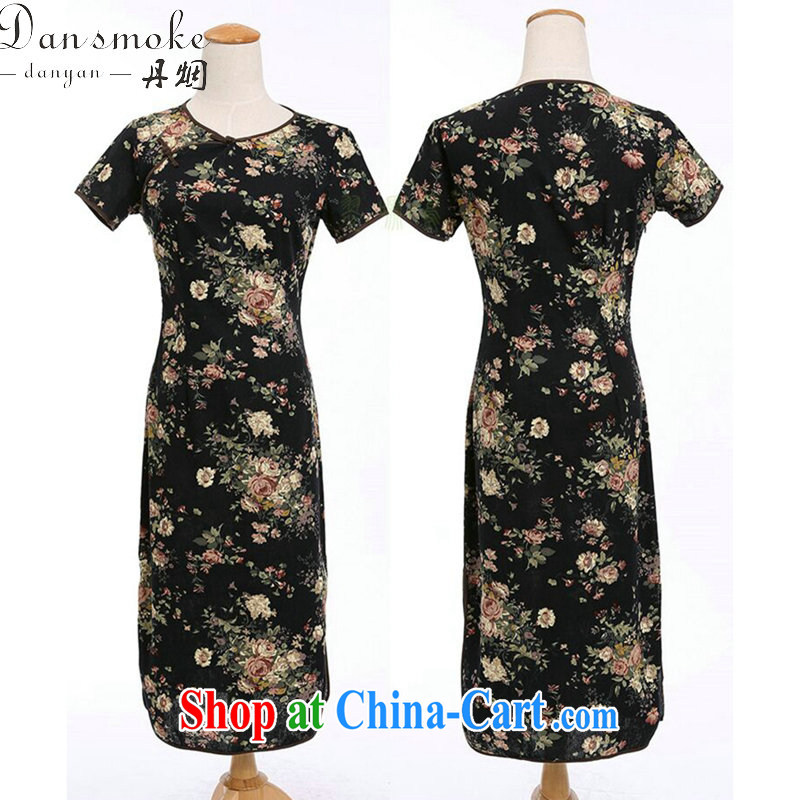 Dan smoke-free summer Women's clothes cotton robes the field for national field manual for cultivating, short-sleeved long-neck cheongsam Peony memory 2 XL, Bin Laden smoke, shopping on the Internet