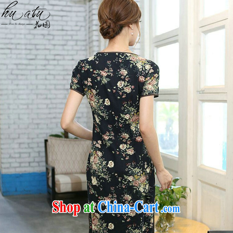 spend the summer Women's clothes cotton robes the Commission a field for national field manual for cultivating, short-sleeved long-neck cheongsam Peony 2 XL, figure, and shopping on the Internet