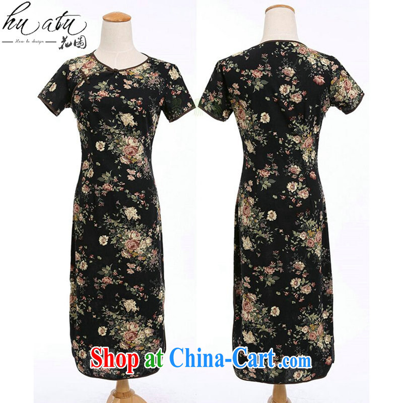 spend the summer Women's clothes cotton robes the Commission a field for national field manual for cultivating, short-sleeved long-neck cheongsam Peony 2 XL, figure, and shopping on the Internet