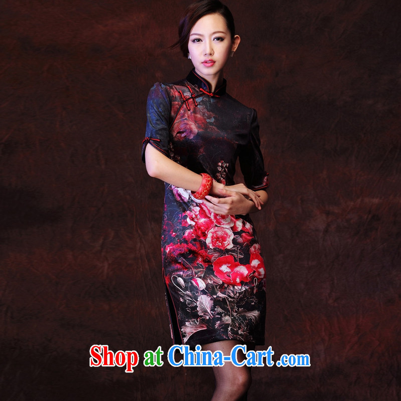 light at the Korean wool stamp retro improved marriage stylish bows and elegant qipao XWG 1208 - 27 black XXXL, light (at the end) QM, shopping on the Internet