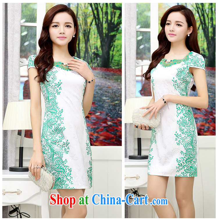 About 100 spring 2015 summer daily fashion improved cheongsam beauty dress dress new short, retro style graphics thin robes white and green (the silk scarf) M pictures, price, brand platters! Elections are good character, the national distribution, so why buy now enjoy more preferential! Health