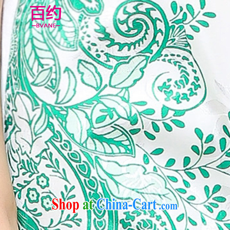 100 about 2015 spring and summer with daily fashion improved cheongsam beauty dress dress new short, retro style graphics thin robes white and green (the silk scarf) M, 100 (BVANE), shopping on the Internet