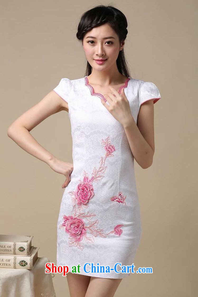 Forest narcissus 2015 summer on a new simple and stylish improved flower embroidery short sleeve does not rule with cultivating short cheongsam Chinese JAYT - 39 Blue on white flower XXL pictures, price, brand platters! Elections are good character, the national distribution, so why buy now enjoy more preferential! Health