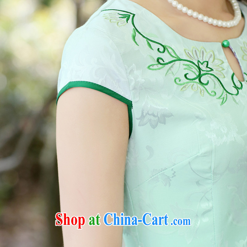 To call for summer 2015 new cheongsam dress short-sleeved beauty stamp National wind package and qipao girls blue Peony XXL, appeal to appeal, and shopping on the Internet