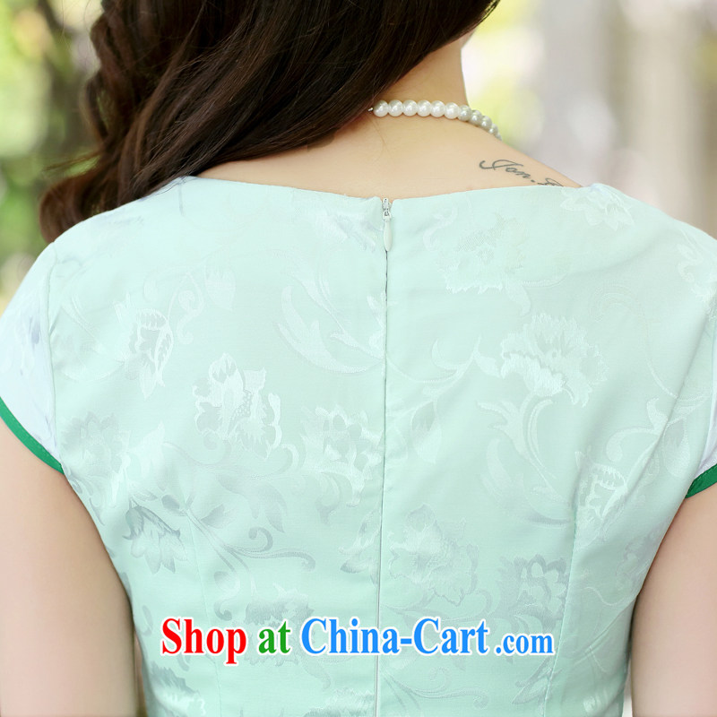 To call for summer 2015 new cheongsam dress short-sleeved beauty stamp National wind package and qipao girls blue Peony XXL, appeal to appeal, and shopping on the Internet