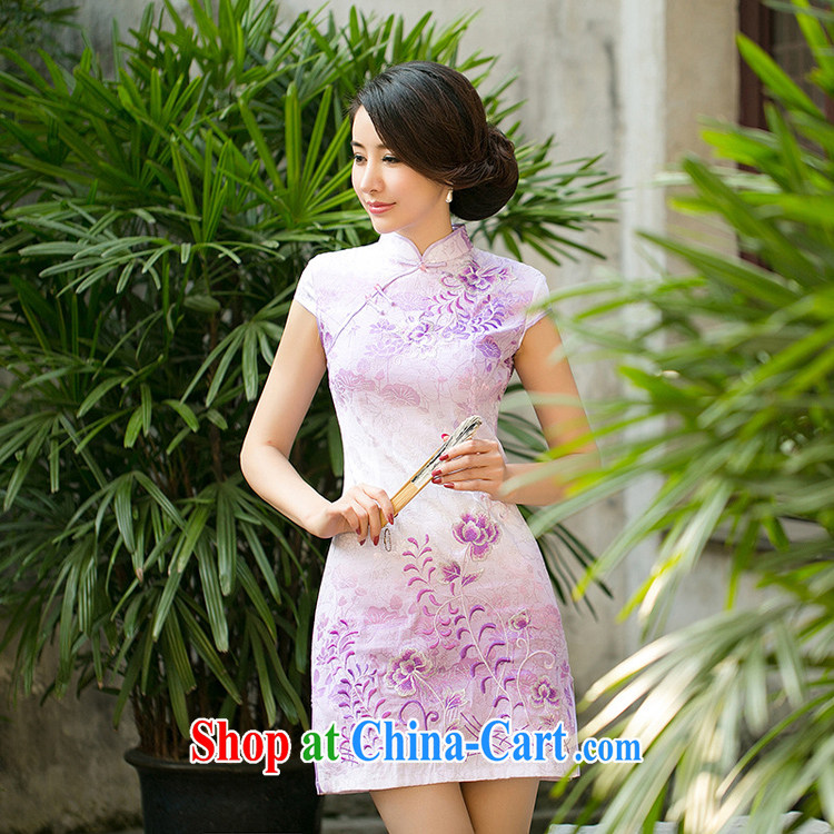 Mr. Kaplan spring 2015 New National wind girls decorated in modern day improved retro embroidered short cheongsam dress PL 0080 purple XL pictures, price, brand platters! Elections are good character, the national distribution, so why buy now enjoy more preferential! Health