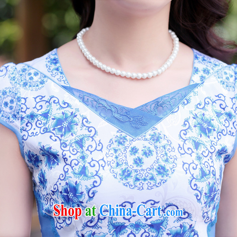 Appeals to appeal to 2015 summer new paragraph retro lace cheongsam girls improved cultivating short cheongsam dress summer blue and white porcelain XXL, appeal to appeal, and shopping on the Internet