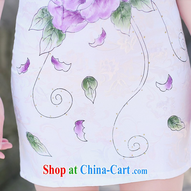 Appeals to appeal to summer 2015 new, improved cultivating Chinese, elegant qipao skirts dresses summer purple Peony XXL, appeal to appeal, and shopping on the Internet