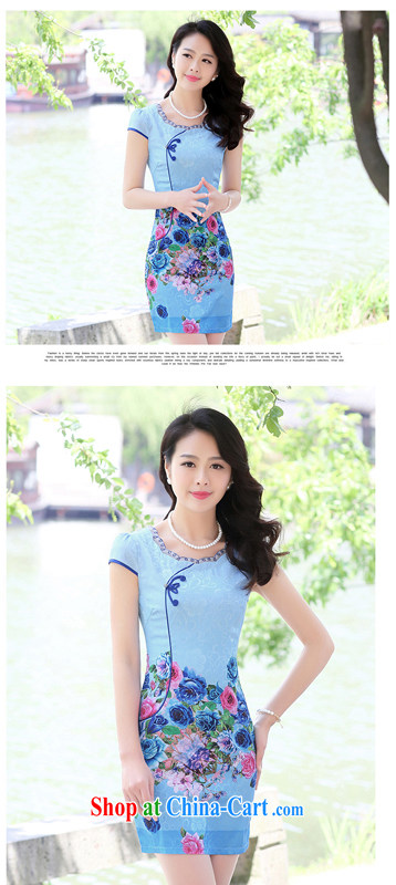 To call for summer 2015 new retro improved quality sauna silk short-sleeved dresses girls dresses blue rose M pictures, price, brand platters! Elections are good character, the national distribution, so why buy now enjoy more preferential! Health