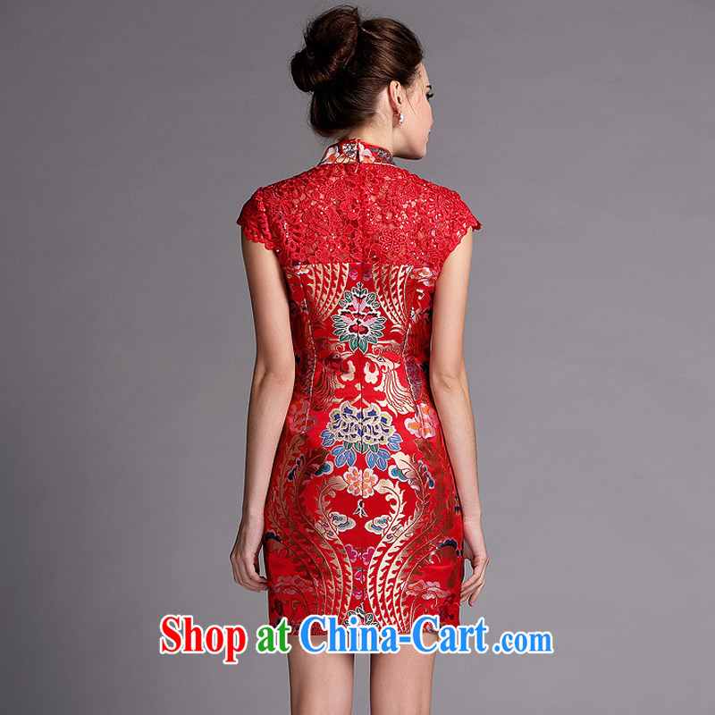 The end is very stylish and improved water-soluble cheongsam dress sexy wedding dress XWG 140,505 red XXL, shallow end (QM), shopping on the Internet