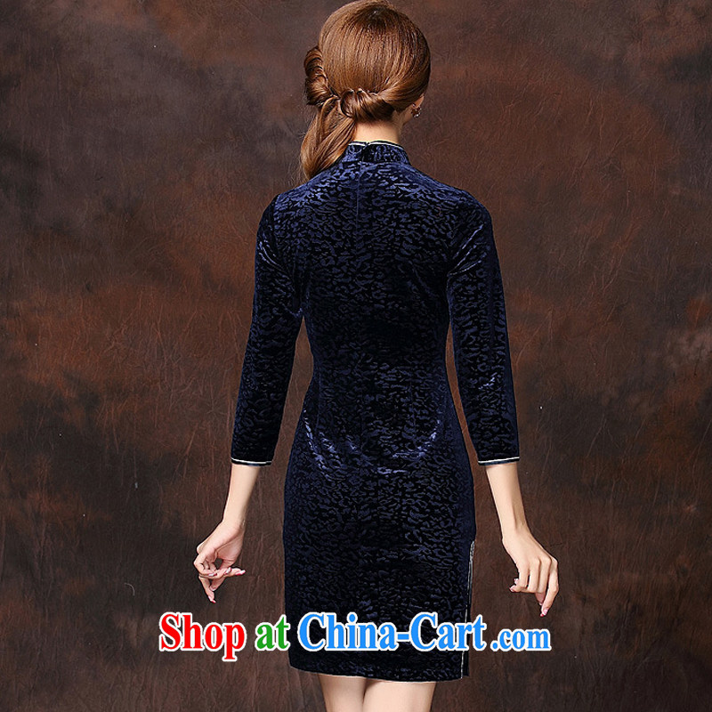 The end is a refined and Stylish retro facade wool short cheongsam XWG 141,001 blue XXXXL, light (at the end) QM, shopping on the Internet