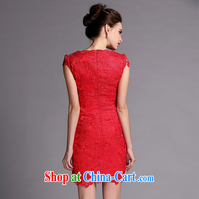 light at the improved cheongsam water-soluble biological empty red banquet ceremony petal collar front bow tie bridal toast XWG serving 140,504 red XXL, light (at the end) QM, shopping on the Internet