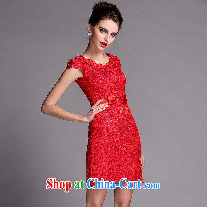 light at the improved cheongsam water-soluble biological empty red banquet ceremony petal collar front bow tie bridal toast XWG serving 140,504 red XXL, light (at the end) QM, shopping on the Internet