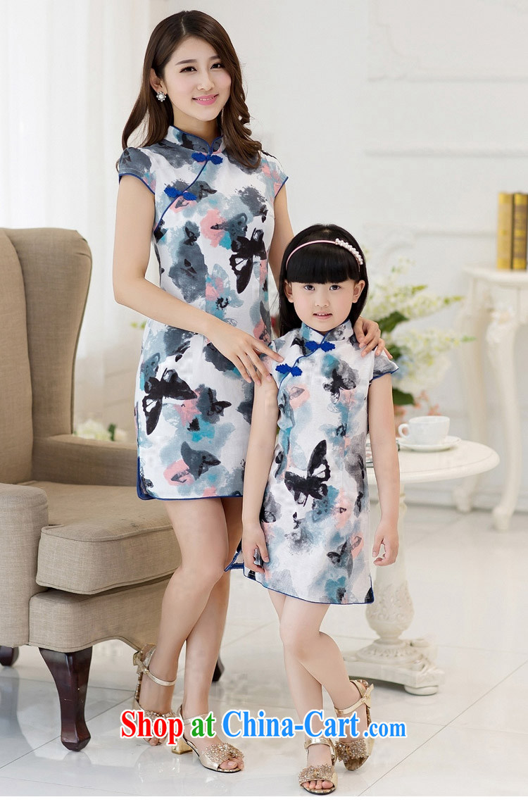 2015 summer new, cultivating the waist Chinese Ethnic Wind improved antique cheongsam dress parent-child replace dresses girls butterfly knot flower s pictures, price, brand platters! Elections are good character, the national distribution, so why buy now enjoy more preferential! Health