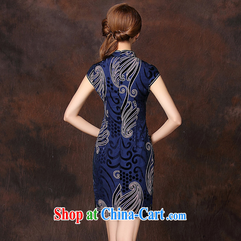 The end is improved and Stylish retro-Ms. lao daily short cheongsam XWG 141,018 blue XXXXL, shallow end (QM), shopping on the Internet