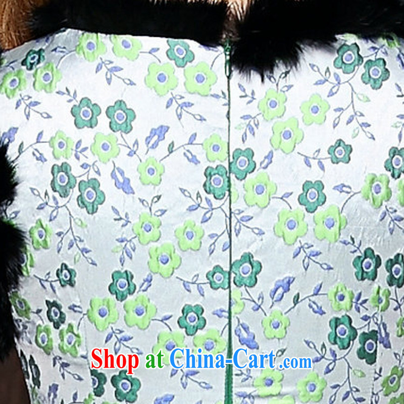 The end is improved and stylish spell gross sleeveless quilted is not the Lao short cheongsam XWG 141,012 fruit green XXL, light (at the end) QM, shopping on the Internet