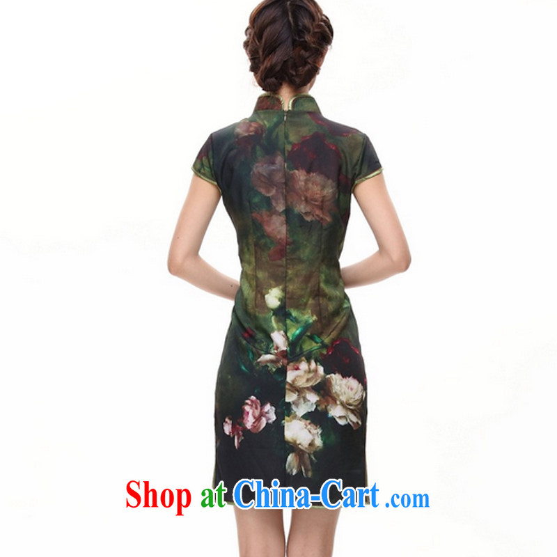 light at the improved retro stamp duty cheongsam dress everyday leisure short-sleeved qipao XWG 002 - 5 green XXL, shallow end (QM), and, on-line shopping