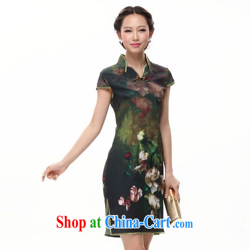 light at the improved retro stamp duty cheongsam dress everyday leisure short-sleeved qipao XWG 002 - 5 green XXL, shallow end (QM), and, on-line shopping